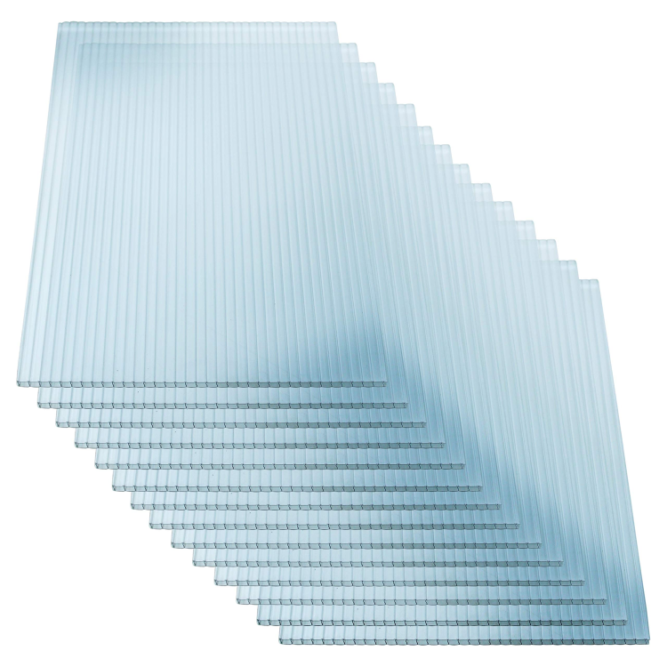 14 Pieces Set 2' W X 4' L Polycarbonate Panel,Twin Wall Polycarbonate Sheets Waterproof Uv Protected Reinforced Clear Sheets For Greenhouse, Outdoor, Plant Stand Roof