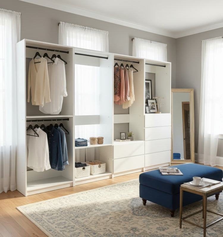 Prosper White Freestanding Walk In Wood Closet System