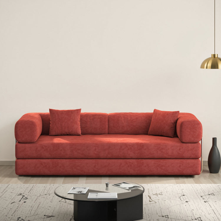 78.8Inch Modular Sectional Sofa, Convertible Pudding Block Sofa, Floor Standing Sofa Bed Arm Comfort Sofa Bed, Compression Sofa For Living Room And Bedroom Orange