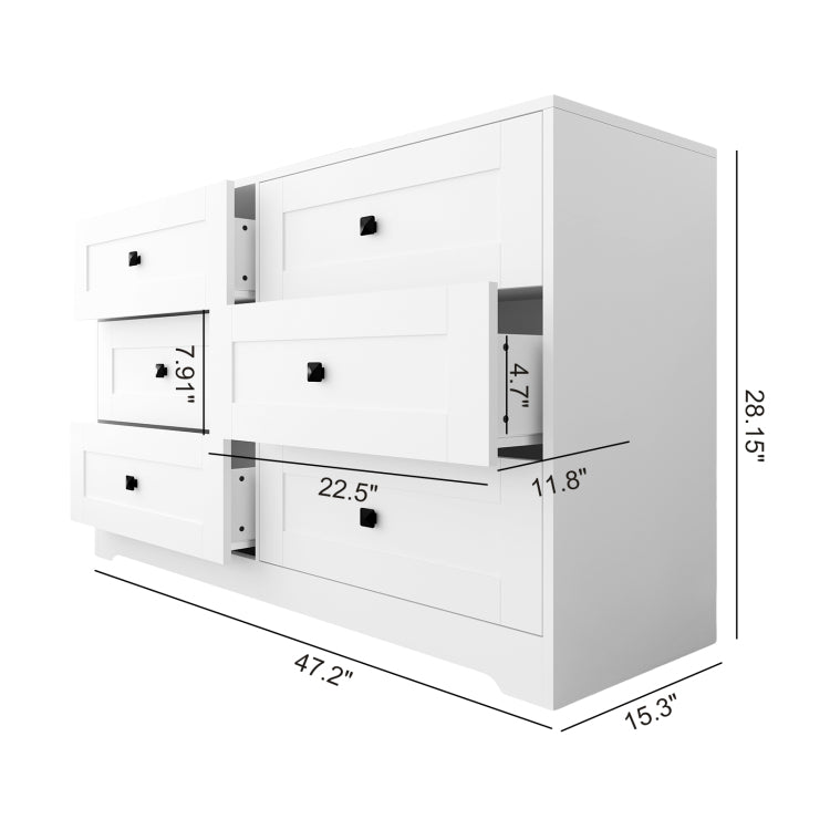 Chest Of Drawer With 6 Drawers White Color Farm Door