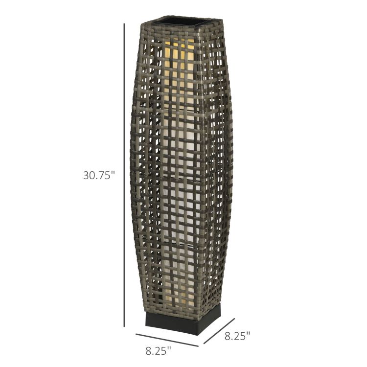 Outsunny Solar Floor Lamp, Outdoor Garden Lantern Pathway Light & Decorative Driveway Lighting With Auto On Off Led Lights For Porch, Yard, Lawn, Courtyard, Deck, Gray