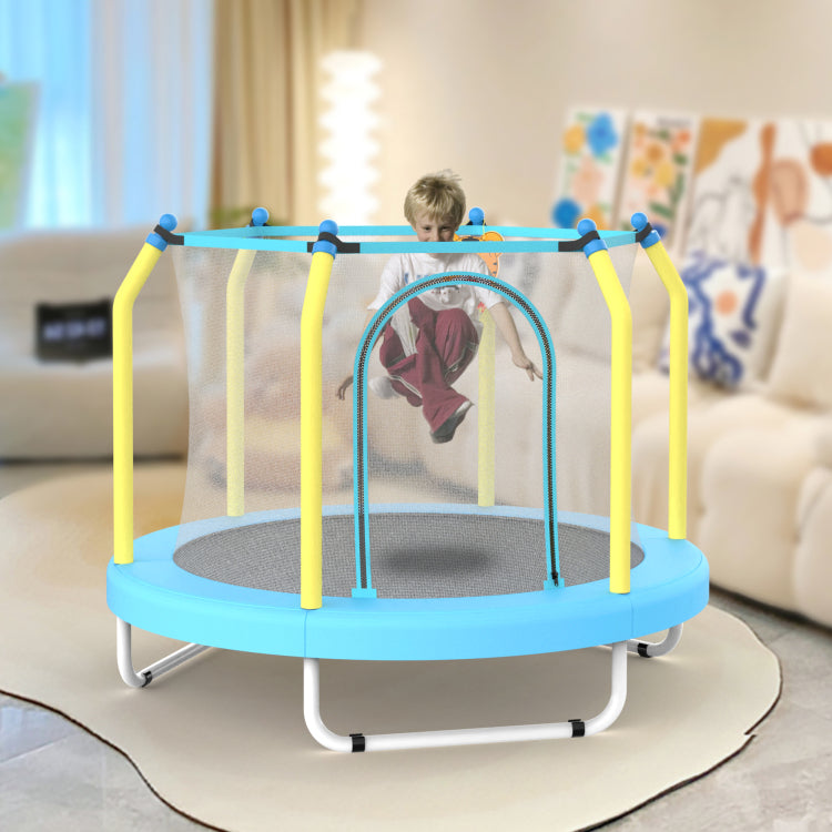 55 Inch Trampoline For Kids Indoor & Outdoor Small Toddler Trampoline With Basketball Hoop