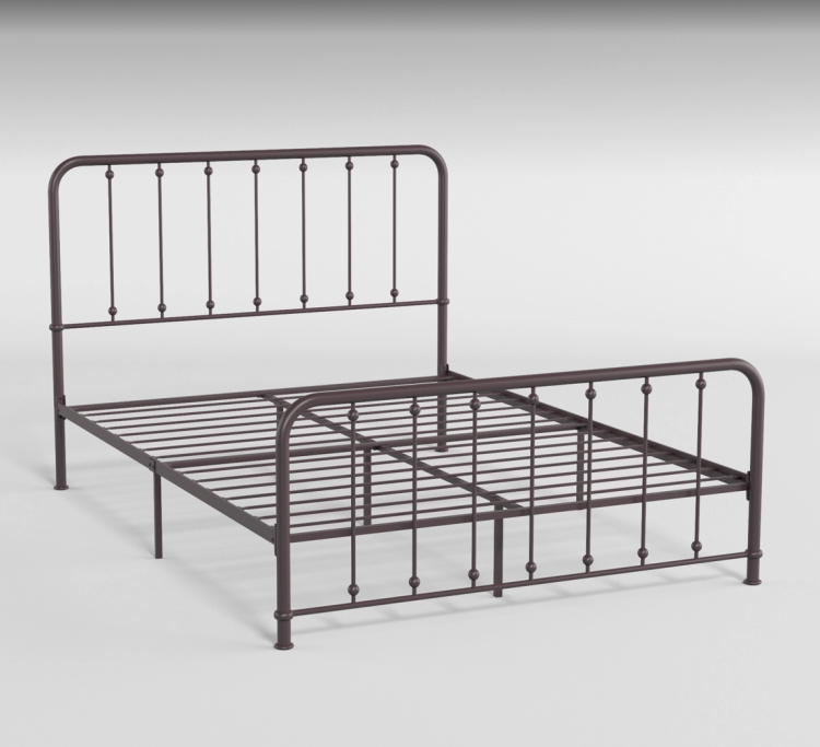 Classic Queen Platform Bed Dark Bronze Finish Metal Frame Bedroom Furniture 1Pc