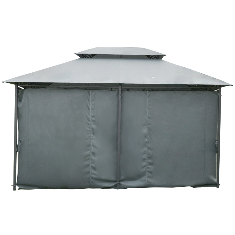Outsunny 10' X 13' Patio Gazebo, Outdoor Gazebo Canopy Shelter With Curtains, Vented Roof, Steel Frame For Garden, Lawn, Backyard And Deck, Sage Gray