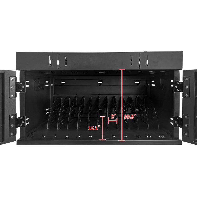12 Device Charging Station For Laptops And Tablets, Charging Cart Charging Cabinet, Surge Protection For Classroom Or Office, Up To 17.3" Screen
