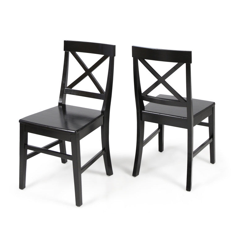 Roshan Farmhouse Acacia Wood Dining Chairs, Black Set Of 2