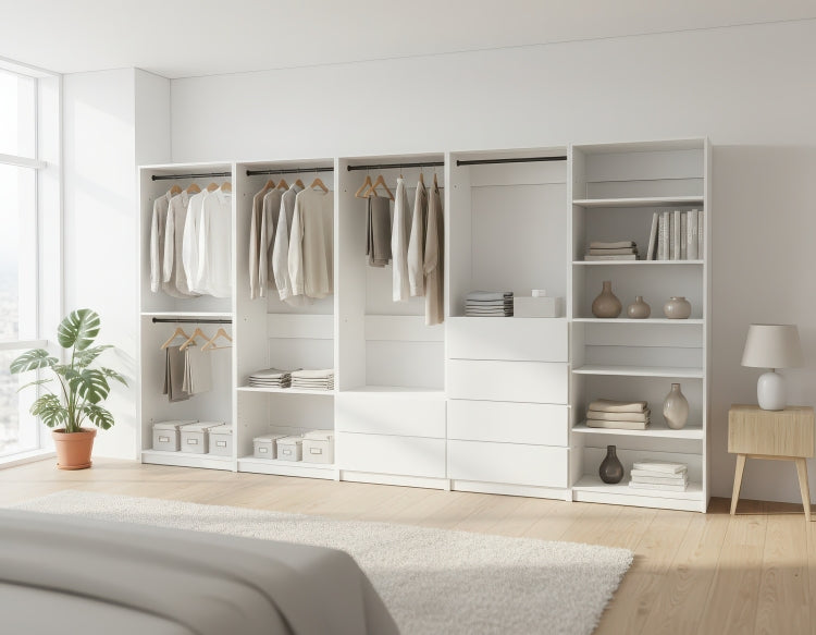 Prosper White Freestanding Walk In Wood Closet System
