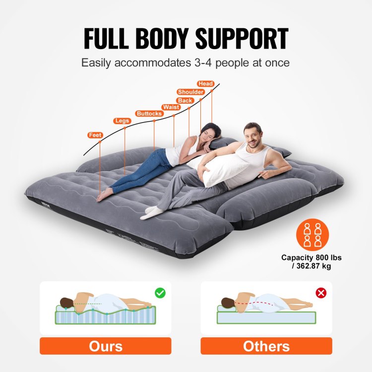 Truck Bed Air Mattress, For 6 6.5 Ft Full Size Truck Beds, Inflatable Air Mattress Camping Bed With 12V Air Pump 2 Pillows, Carry Bag, For Chevrolet Silverado, Dodge Ram, Ford 150 250 350