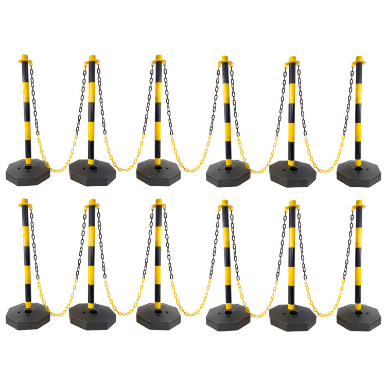 12 Pack Traffic Delineator Post Cones With Fillable Base, Adjustable Plastic Safety Barrier With 5Ft Plastic Chain, Outdoor And Indoor Crowd Control Stanchion For Traffic Control And Warning Y B