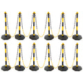12 Pack Traffic Delineator Post Cones With Fillable Base, Adjustable Plastic Safety Barrier With 5Ft Plastic Chain, Outdoor And Indoor Crowd Control Stanchion For Traffic Control And Warning Y B