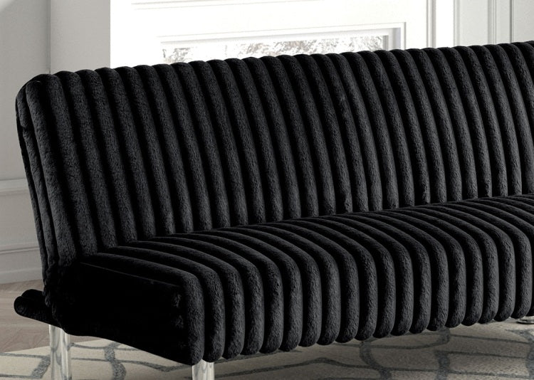 Contemporary Style Metal Base Legs Convert Into Bed With Extra Support Metal Legs Black Finish