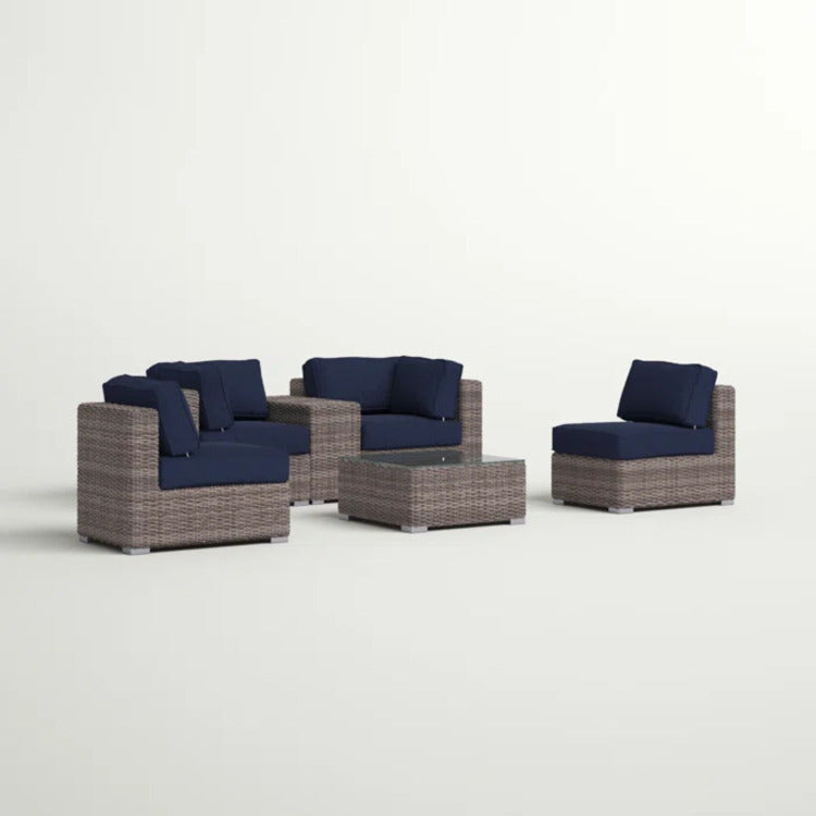 Fully Assembled Hdpe Wicker Patio Conversation Set With Cushions, Seats 4