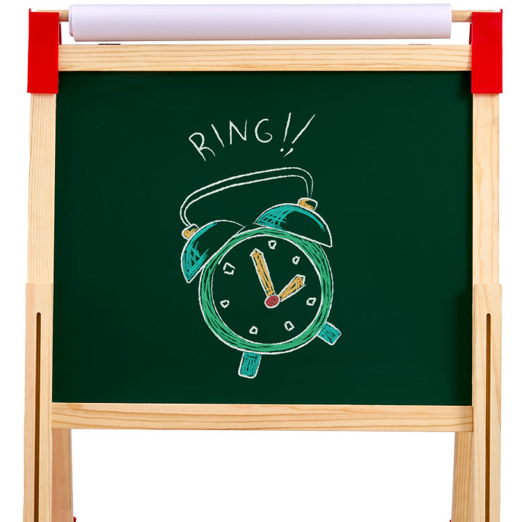 3 In 1 Kids Art Easel Double Sided Wooden Magnetic Whiteboard Chalkboard