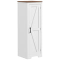 Homcom Farmhouse Storage Cabinet With Adjustable Shelf, Single Barn Door Accent Cabinet For Living Room, Floor Pantry Cabinet, White