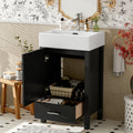 20.28'' Black Modern Bathroom Vanity With Ceramic Sink, Solid Wood Frame, And Drawer Ideal For Small Bathrooms