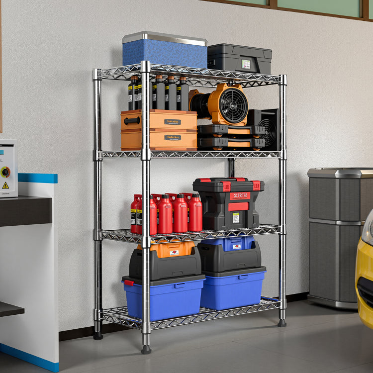 1000 Lbs Storage Shelving 4 Tier Utility Shelving Unit Steel Organizer Wire Rack For Home,Kitchen,Office,Chrome 13.7" D X 23.6" W X 53.4" H