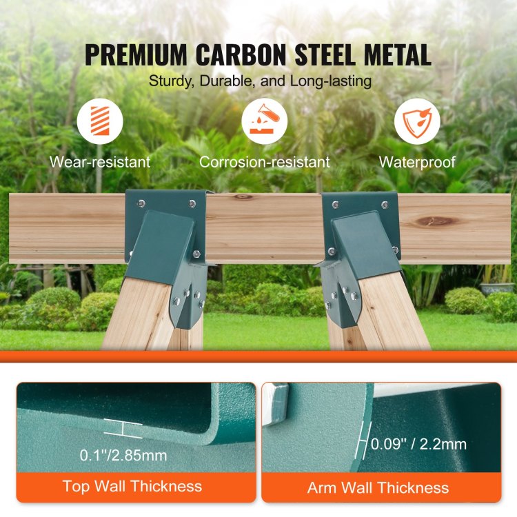 A Frame Middle Swing Set Brackets, Heavy Duty Carbon Steel Swing Set Hardware With Mounting Hardware, Diy Swing Set Bracket Swing Set Kit For 4X4 Legs & 4X6 Beam, Green 2 Pcs