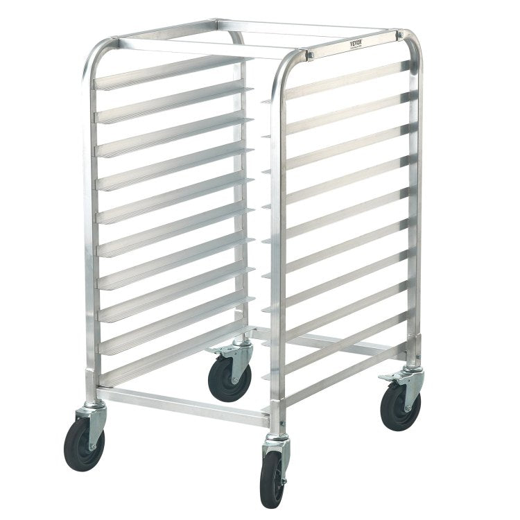 Bun Pan Rack, 10 Tier Commercial Bakery Racks With Brake Wheels, Aluminum Racking Trolley Storage For Half & Full Sheet, Speed Rack For Kitchen Home, Bread Baking Equipment, 26"L X 20.3"W X 39"H