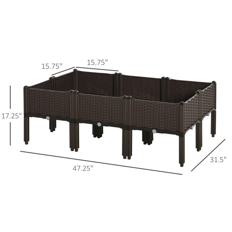Outsunny 6 Piece Raised Garden Bed Kit, Elevated Self Watering Planter Boxes With Drainage Holes For Outdoor Flowers, Vegetables, And Herbs