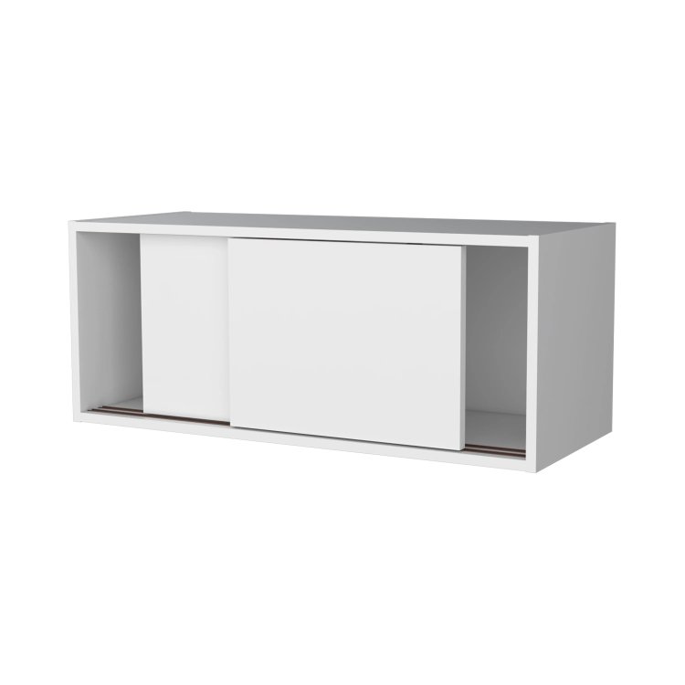 White Floating Cabinet With Sliding Door
