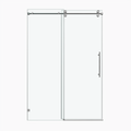 60*76"Fixed & Sliding Shower Door, Round Tube Hardware, Clear Glass Shower Door, 3 8 10Mm Sgcc Tempered Glass, Stainless Steel