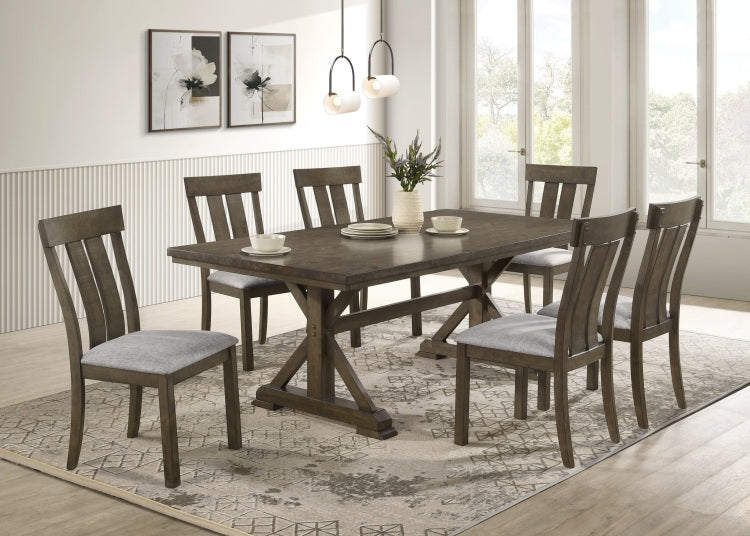 2Pc Rustic Upholstered Dining Chairs Rich Wood Finish Wooden Dining Room Furniture Brown