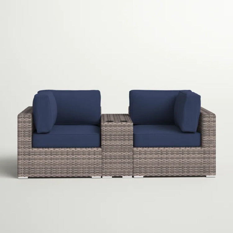 2 Person Rattan Wicker Outdoor Seating Group With Cushions Fully Assembled