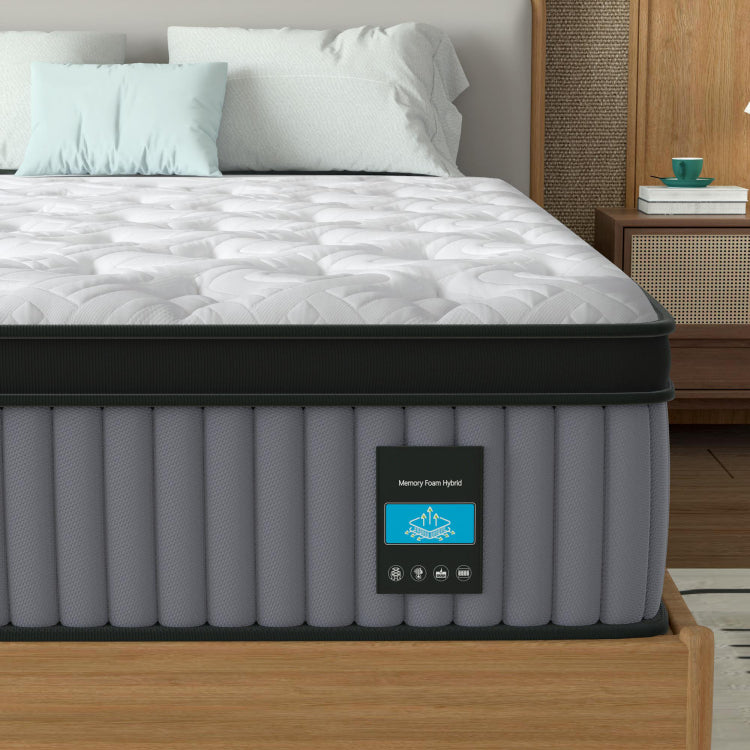 14 Inch Hybrid Mattress King Memory Foam & Pocket Spring Bed Cooling, Pressure Relief, Back & Hip Support Luxury Ergonomic Mattress