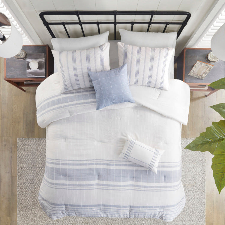 6 Piece Cotton Jacquard Oversized Comforter Set Full