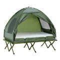 Outsunny 2 Person Foldable Camping Cot With Tent, Bedspread And Thick Air Mattress, 4 In 1 Elevated Camping Bed Tent For Outdoor Hiking, Picnic, Travel
