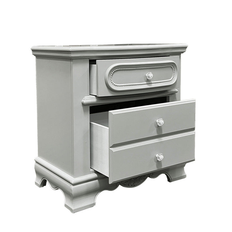 Grey 3 Drawer Nightstand