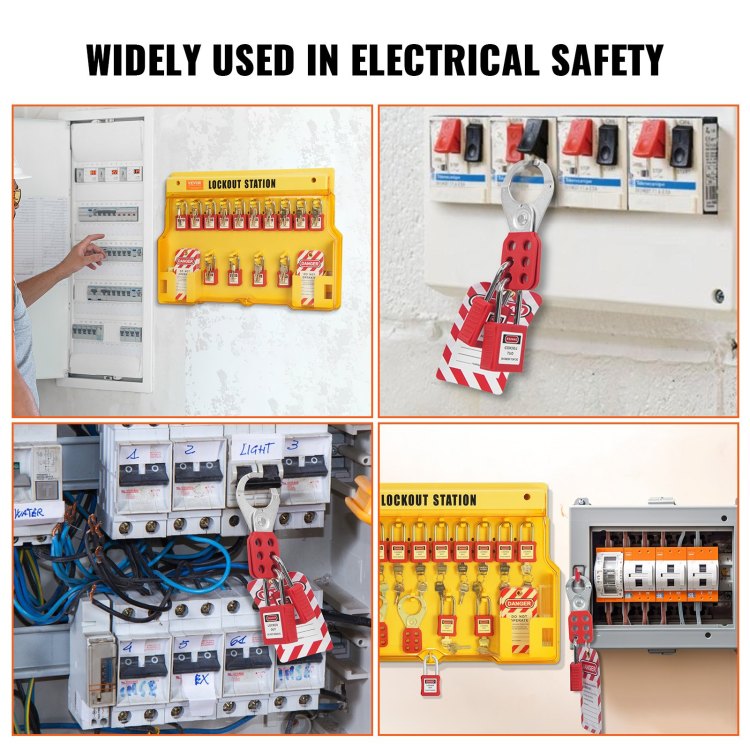 Electrical Lockout Tagout Kit, 60 Pcs Safety Lockout Tagout Station Includes Padlocks, Hasps, Tags, Nylon Ties, Expansion Kit, And Lockout Station Board, For Industrial, Electric Power