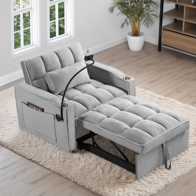Convertible Sleeper Chair Sofa Bed Adjustable Pull Out Sleeper Chair Bed Multi Pockets Folding Sofa Bed For Living Room Bedroom Small Space,3 In 1 Sofa Bed