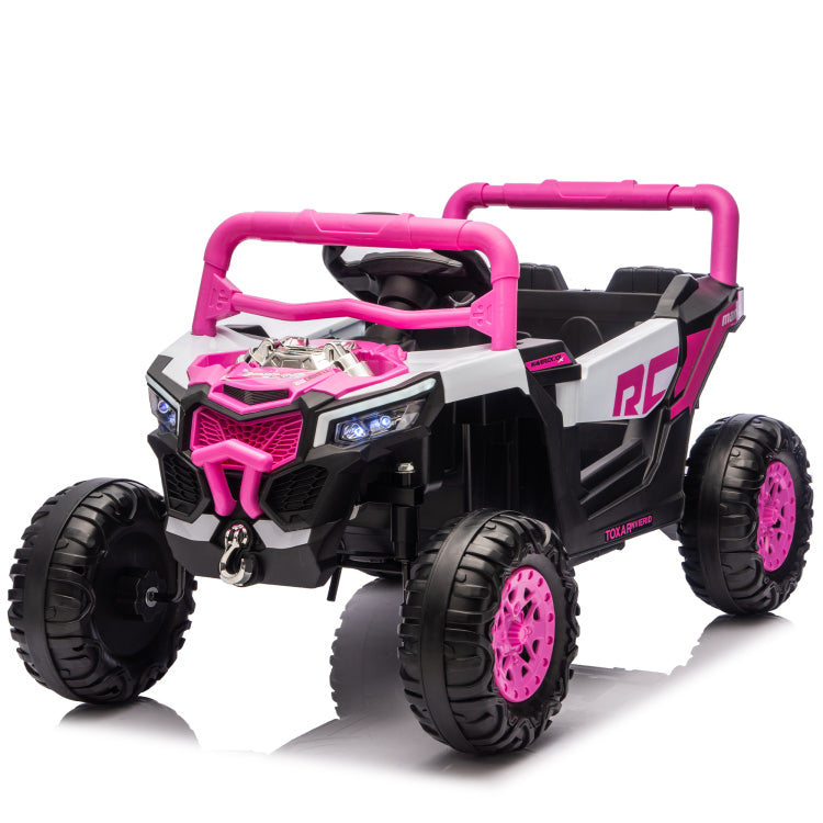 12V Kids Ride On Electric Utv W 2.4G Parents Control,Slow Start&Swing Function,Anti Slip Wheels With Front Shock Absorbers,Led Lights,Built In Music Player,Long Lasting Battery,For Kids Aged 3 5
