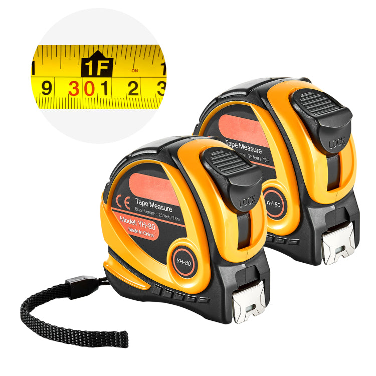 2 Packs Tape Measure 25Ft Retractable Imperial Metric For Outdoor Decoration