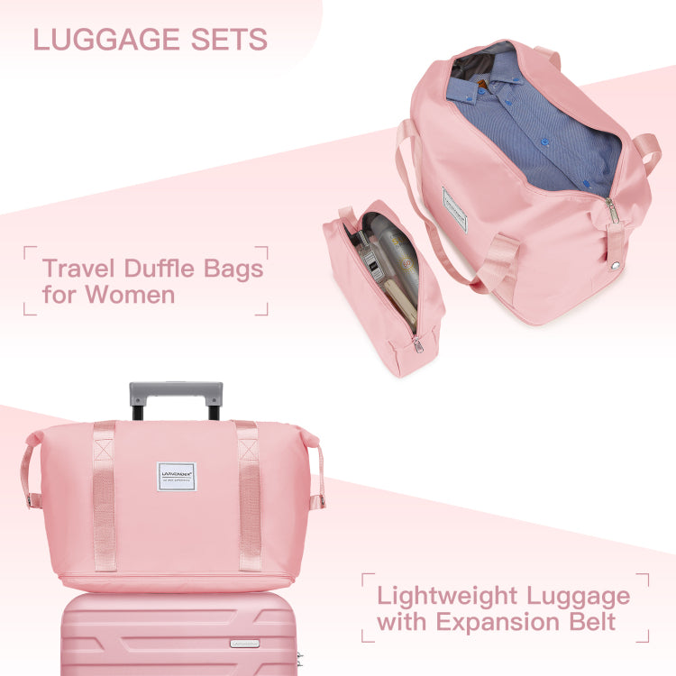 Luggage Sets 6 Piece With Duffel Bags, Hardside Expandable Suitcases With Spinner Wheels Tsa Lock, Pink