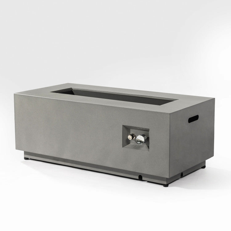 Old Sku: W853P193937 42" Propane Gas Fire Pit Table 2 Pieces, 50000 Btu Rectangular Steel Fire Pit With Glass Wind Guard For Outside Patio Deck Garden Courtyard Gray
