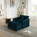 Modern Accent Chair With Ottoman, Living Room Club Chair Chenille Upholstered Armchair , Reading Chair For Bedroom, Blue Chenille