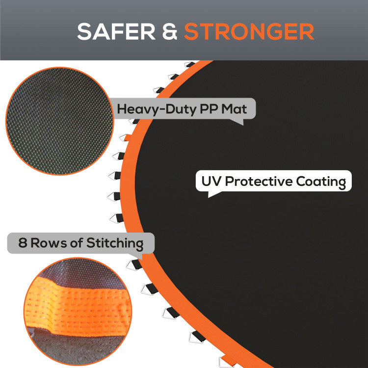 Soozier Trampoline Replacement Mat, Fits 12' Trampoline With 72 V Hooks & 5.5" Springs, Trampoline Mat With 8 Rows Of Stitching & Spring Pull Tool Spring & Frame Not Included , Orange
