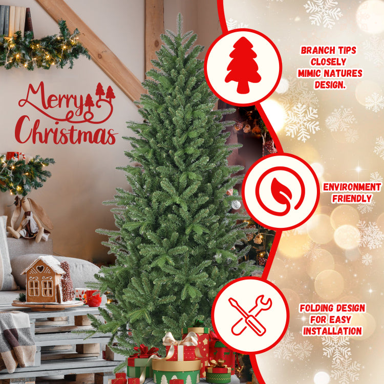 6Ft Artificial Christmas Tree, 1168 Branch Tips, Full Lush Hinged Pine With Pe Pvc Mixed Needles, Easy Assembly Holiday Tree With Sturdy Metal Stand For Indoor Christmas Decoration