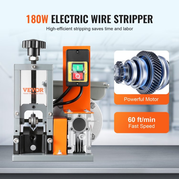 Automatic Wire Stripping Machine, 0.06'' 0.98'' Electric Motorized Cable Stripper, 180 W, 60 Ft Min Wire Peeler With Visible Stripping Depth Reference, For Scrap Copper Recycling