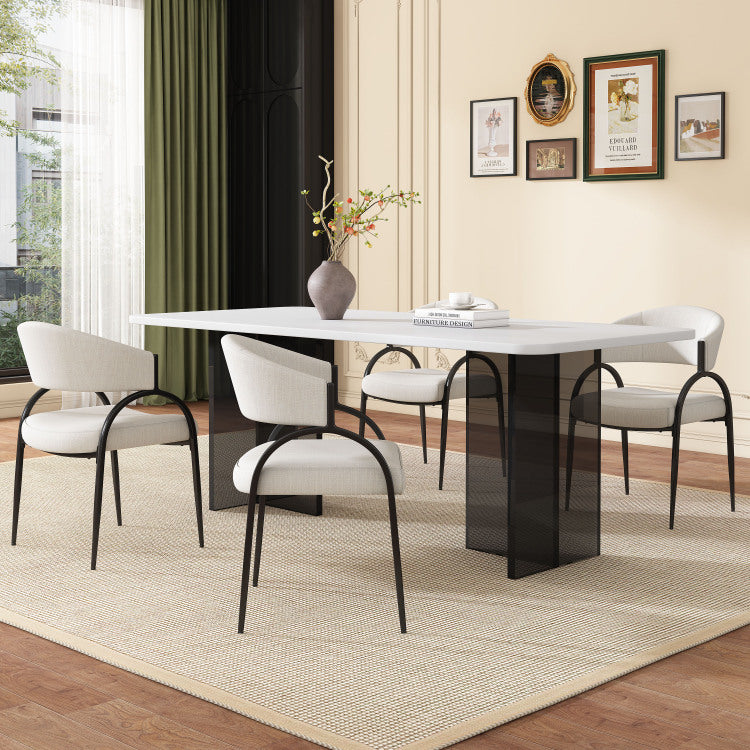 Upholstered Dining Chairs With Metal Legs Set Of 2 ,Beige