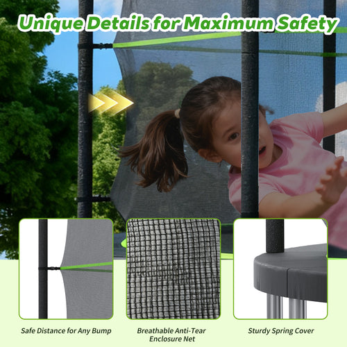 14Ft Trampoline With Ladder And Enclosure Net For Kids And Adults, Heavy Duty 14' Outdoor Trampoline For Backyard