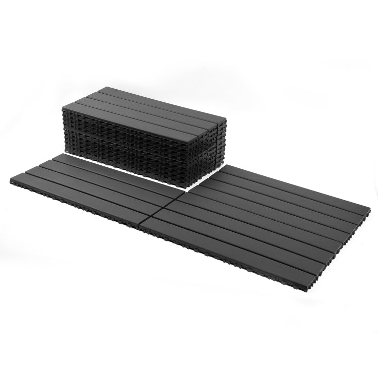 24 Pieces Of Dark Gray Outdoor Terrace Deck Tiles, Diy Interlocking Decking Floor Tiles, Easy To Install Patio Tiles, Suitable For Indoor And Outdoor Balcony Backyard Poolside Dark Gray