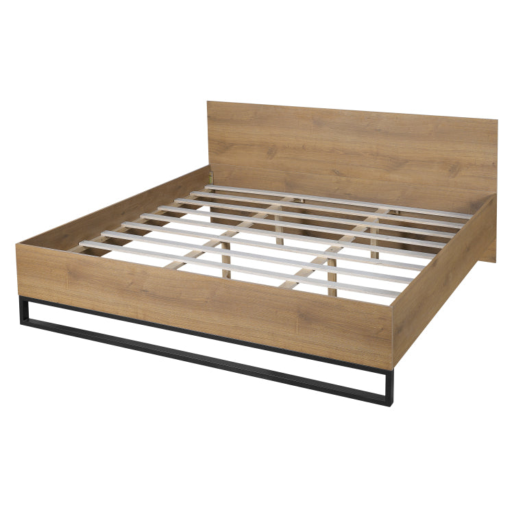 Engineered Wood Bed Frame King Size,Natural & Black Color