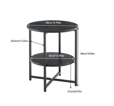 Small Round Side Table,2 Tiers Farmhouse End Table,Accent Tables For Small Spaces,Night Stands For Bedrooms Living Room,Coffee Tables With Storage Shelf,Black