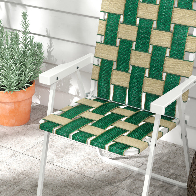 Outsunny Set Of 2 Patio Folding Chairs, Classic Outdoor Camping Chairs, Portable Lawn Chairs For Camping, Garden, Pool, Beach, Backyard W Armrests, Green