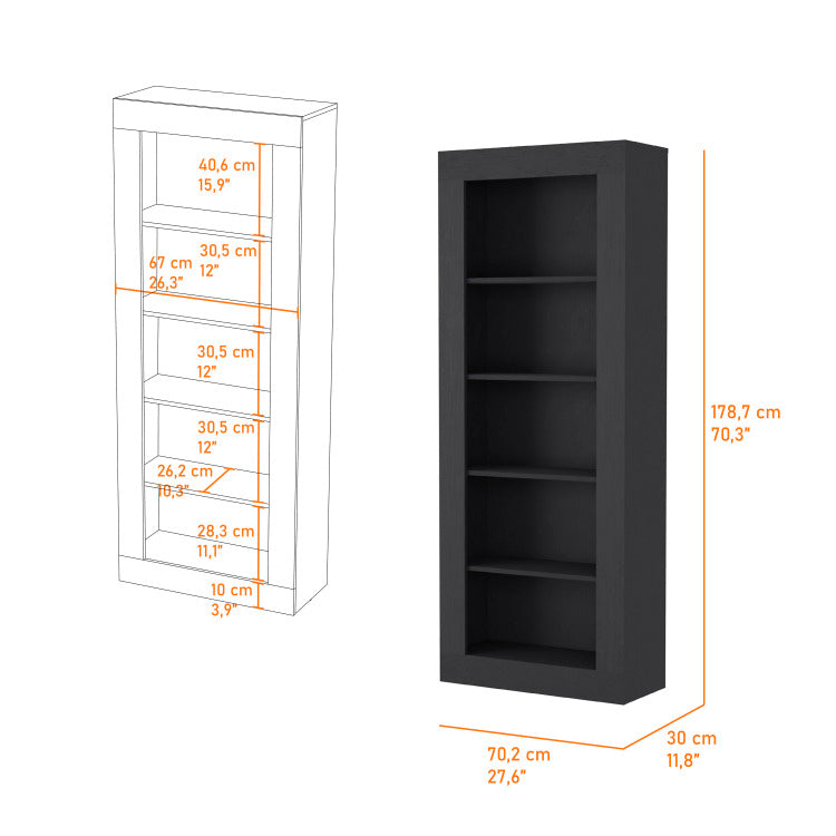 Melbourne Bookcase With 5 Storage Shelves