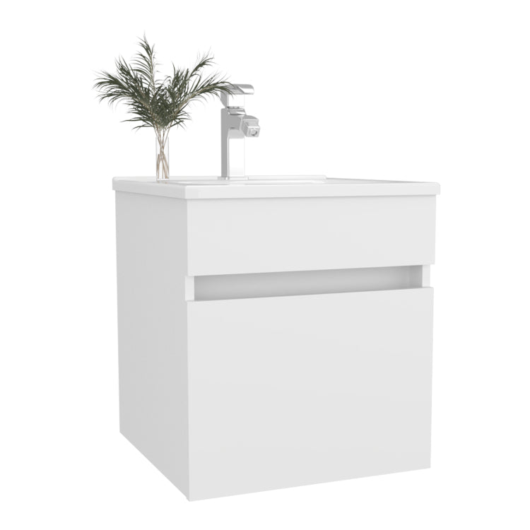 Bathroom Vanity With Sink, 1 Door, White