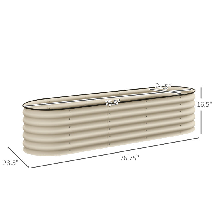 Outsunny 6.5' X 2' X 1.4' Galvanized Raised Garden Bed Kit, Outdoor Metal Elevated Planter Box With Safety Edging, Easy Diy Stock Tank For Growing Flowers, Herbs & Vegetables, Cream